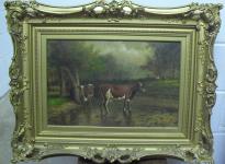 Cows in Pasture with Gold Frame