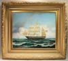 Oil on Canvas The U.S.Frigate, St. Lawrence Sinking the Privateer  - Click to View Item!